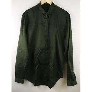 Zara Man Slim Fit Green Mandarin Collar Zipper Top